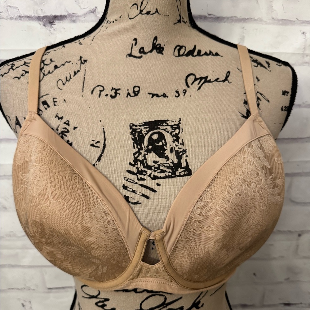 Soma‎ Size 38D Lightest Lift Modern Coverage Bra Beige Lace Underwire